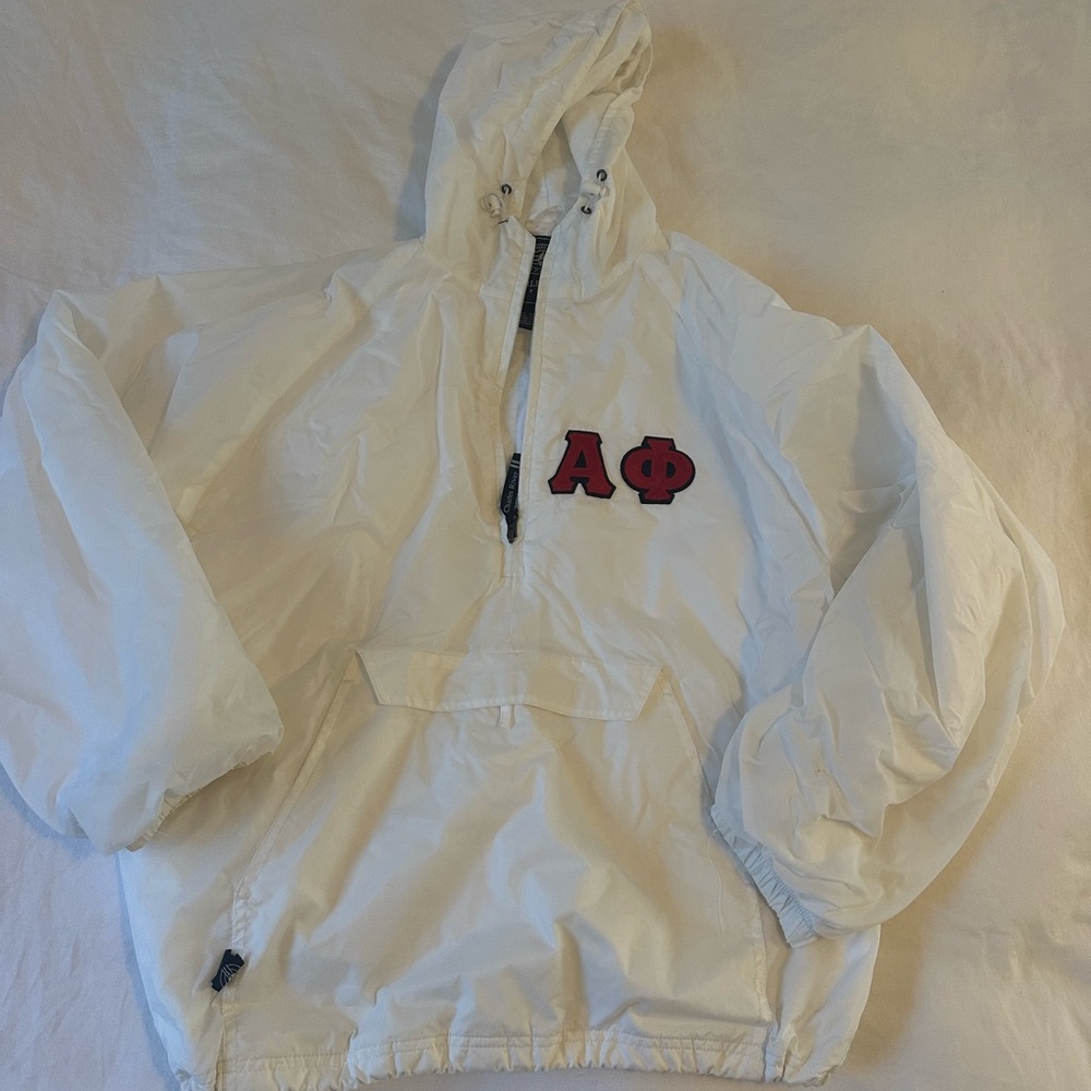 Kids White Hooded Jacket with Red Accents